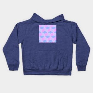 Pastel Pink Blue and Purple Cube Geometric Pattern Kids Hoodie